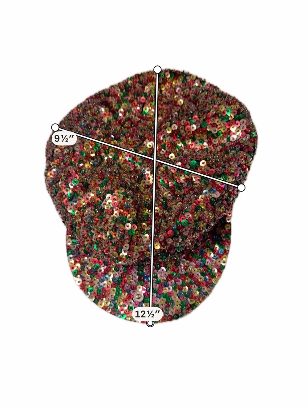 Vintage 90s Ultra Sequined Newsboy Hat Womens Multicolor Beret Paperboy Cap - Picture 11 of 11